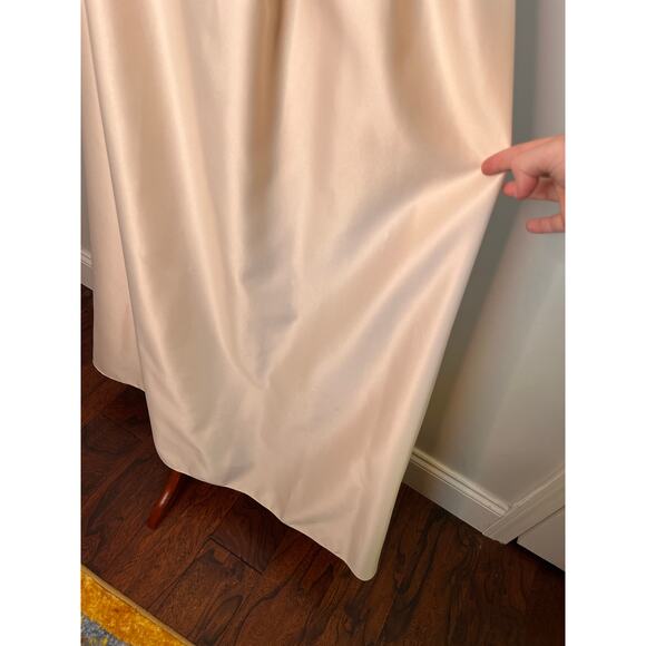 90s Bridal Originals Light Pink Floral Hoco Prom Formal Bows Satin Maxi Dress M - Picture 7 of 8